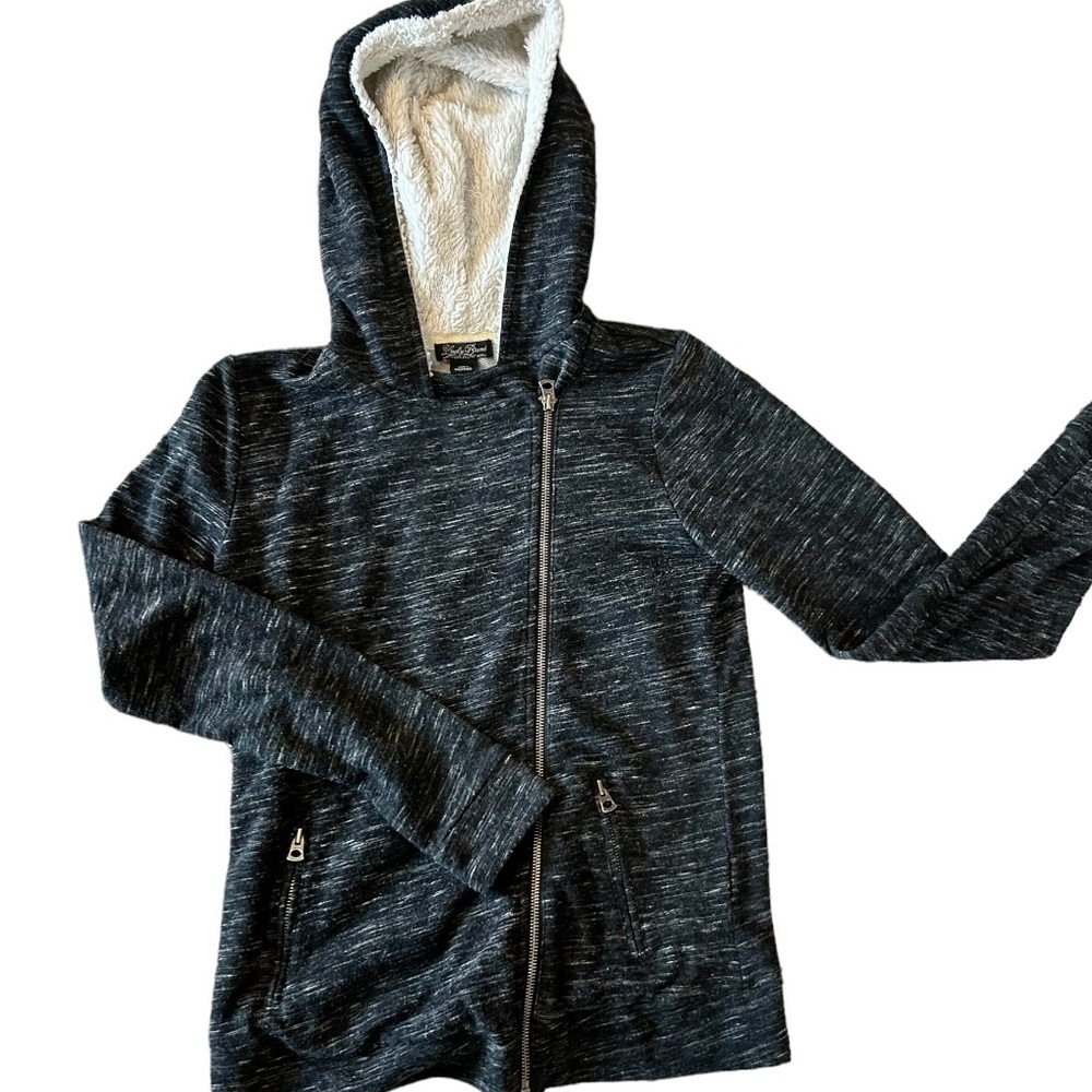 Lucky Brand heathered black hooded sweatshirt jacket